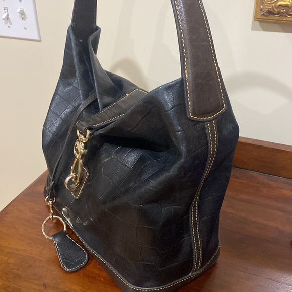 Dooney & Bourke Belvedere logo croc embossed satchel purse - Picture 4 of 11